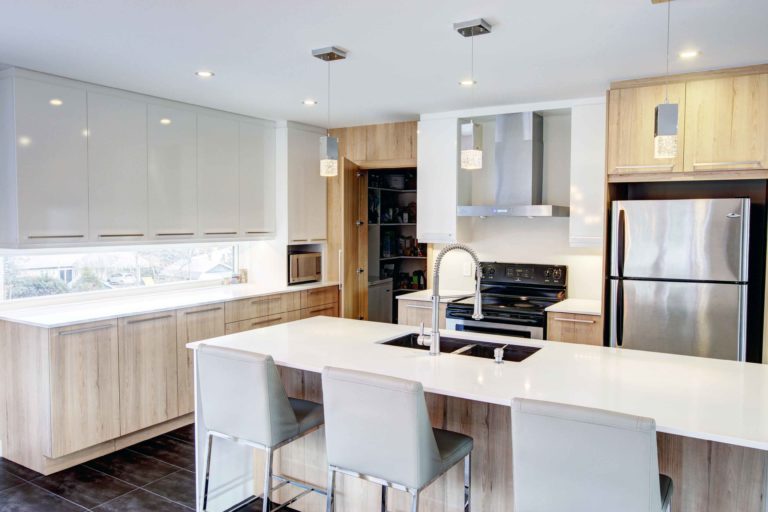 kraftsmen modern kitchen tan modern cabinets 1 768x512